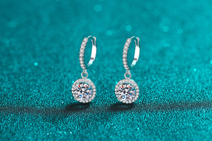 Luxurious Sweet Round Sterling Silver Moissanite Zircon Drop Earrings In Bulk