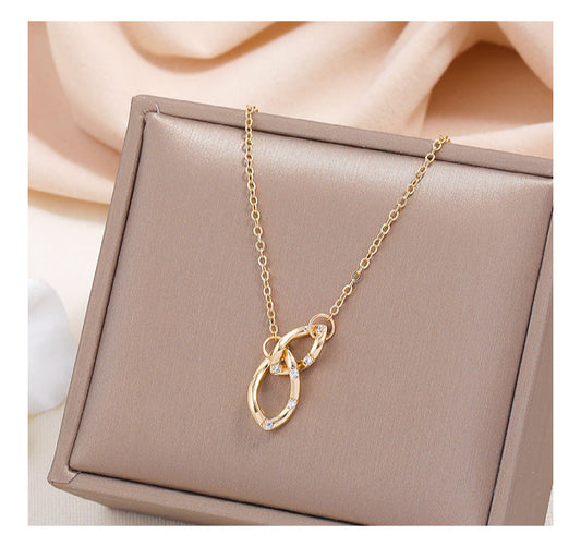 Simple Style Geometric Alloy Copper Plating Inlay Rhinestones 18k Gold Plated Women's Pendant Necklace