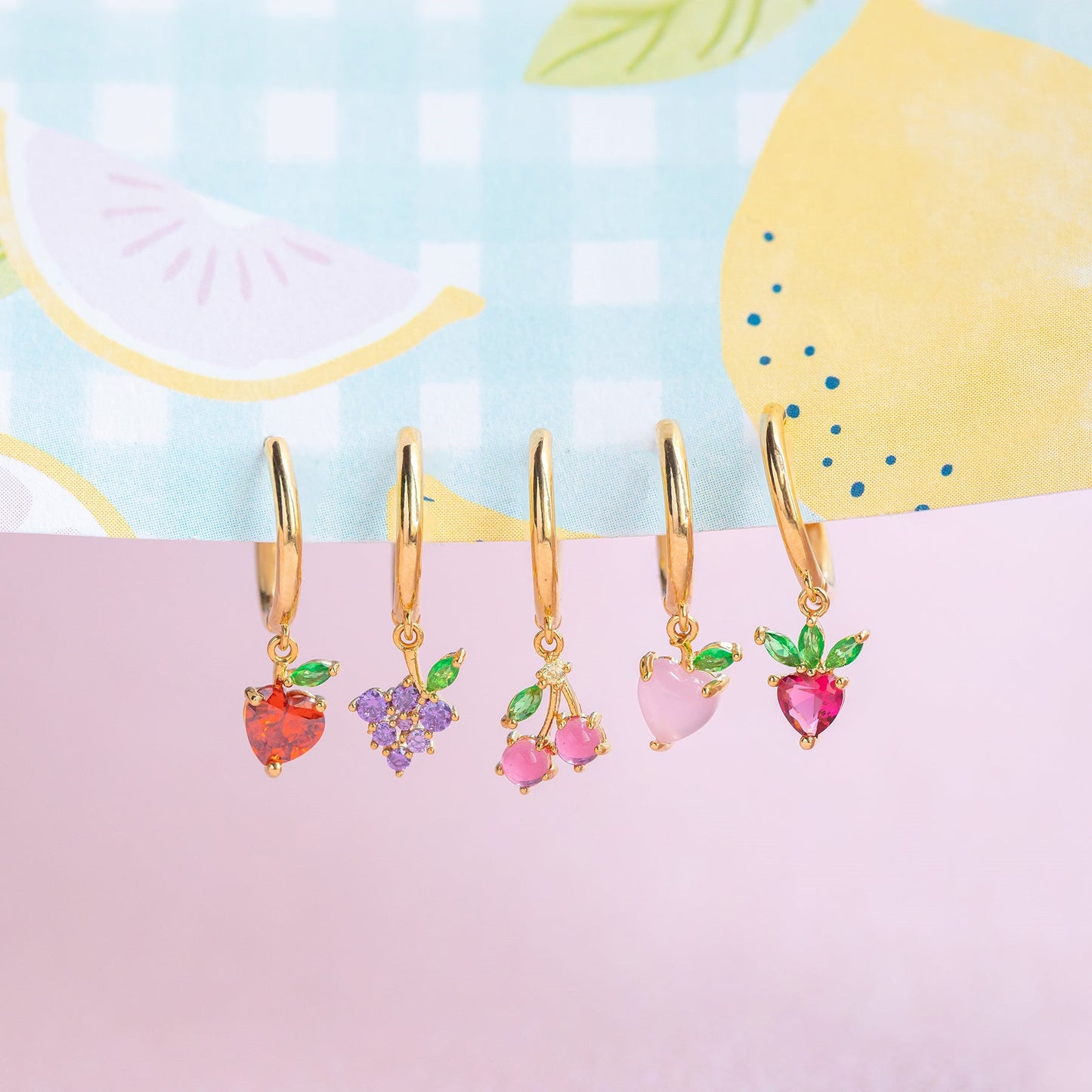 Fashion Fruit Brass Earrings Fruit Gem Copper Earrings