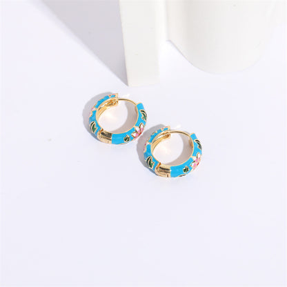 Flower Drip Earrings Silver Needle Wholesale Female  Explosive Color Enamel 14K Real Gold Earrings Earrings Accessories