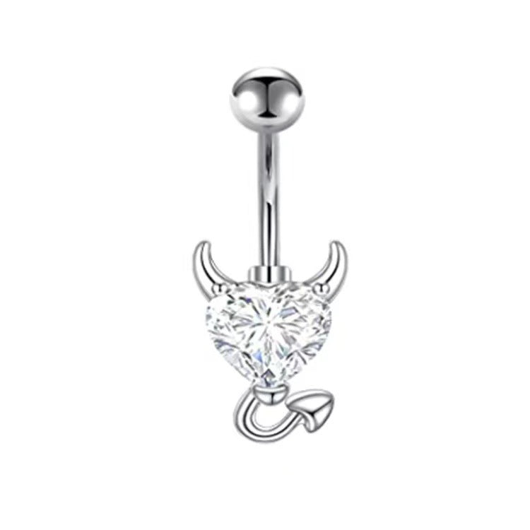 Simple Style Heart Shape Titanium Steel Inlay Zircon Belly Ring 1 Piece