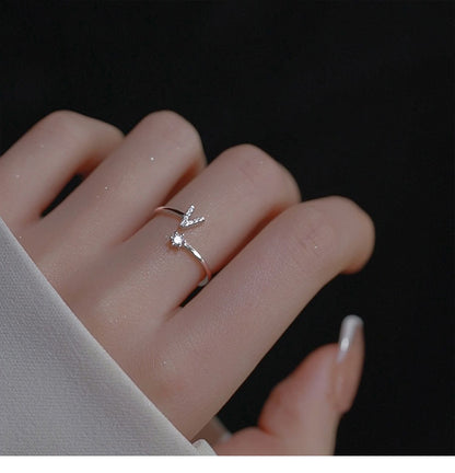 Ig Style Simple Style Letter Copper Plating Inlay Zircon Open Ring