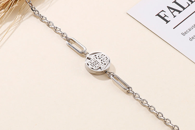 New Style Stainless Steel Paper Clip Bracelet Palm Pattern