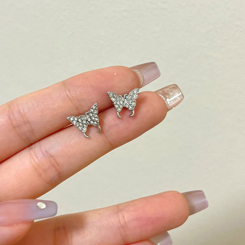 Sweet Butterfly Alloy Plating Artificial Rhinestones Ear Studs