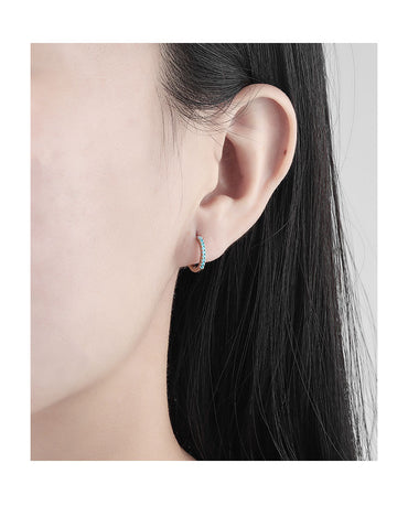 1 Pair Simple Style Geometric Copper Inlay Turquoise Hoop Earrings