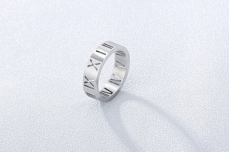 Simple Fashion Stainless Steel Hollow Roman Numeral Ring Wholesale Gooddiy