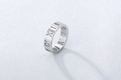 Simple Fashion Stainless Steel Hollow Roman Numeral Ring Wholesale Gooddiy