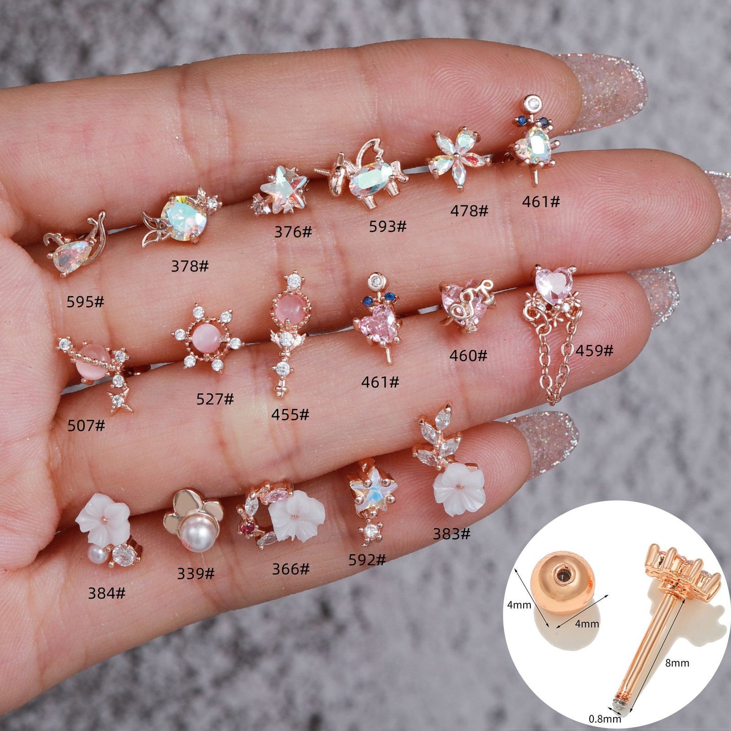 Fashion Butterfly Copper Inlay Zircon Ear Studs 1 Piece