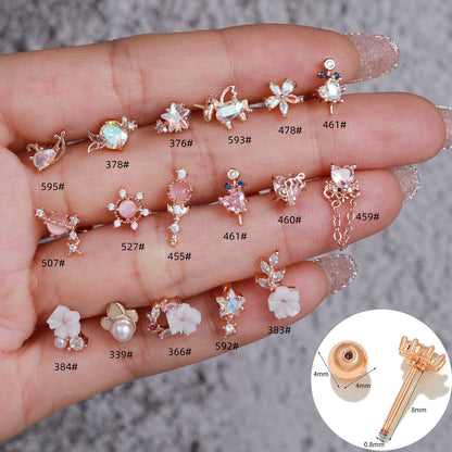 Fashion Butterfly Copper Inlay Zircon Ear Studs 1 Piece