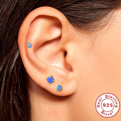 Simple Style Star Moon Butterfly Sterling Silver Inlay Zircon Ear Studs 1 Set