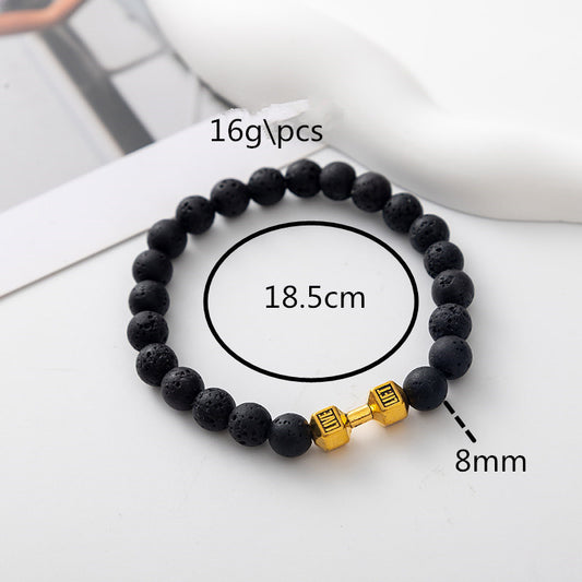 Hip-Hop Geometric Letter Alloy Volcanic Rock Unisex Bracelets