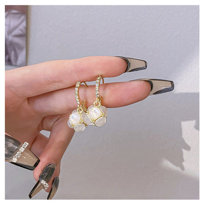 Lady Heart Shape Flower Alloy Plating Inlay Opal Zircon Women's Drop Earrings Ear Studs