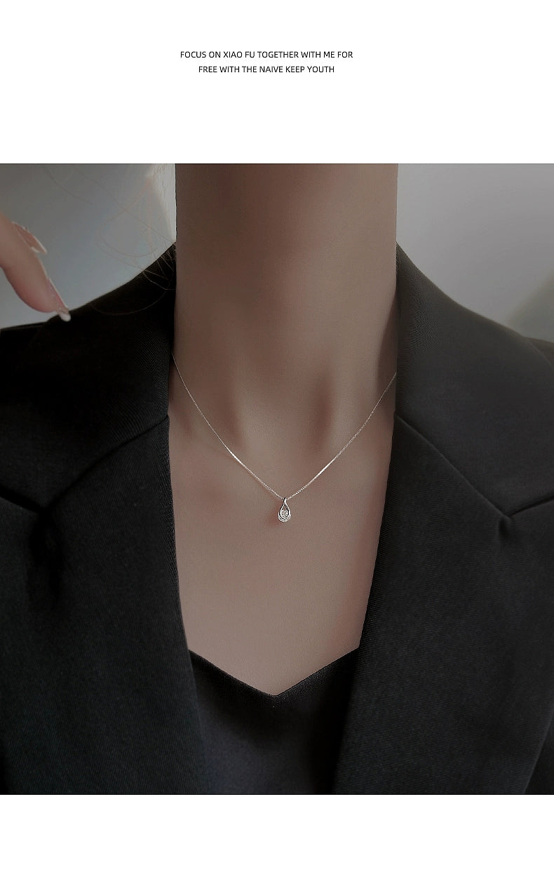 Modern Style Simple Style Water Droplets Sterling Silver Plating Zircon Pendant Necklace