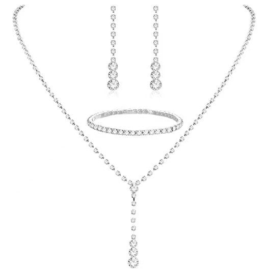 Fashion Water Droplets Alloy Inlay Rhinestones Women's Bracelets Earrings Necklace