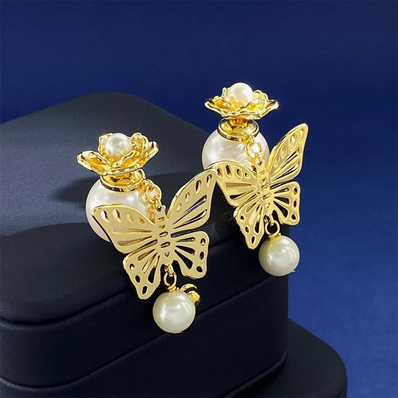 1 Pair Elegant Butterfly Plating Copper Drop Earrings