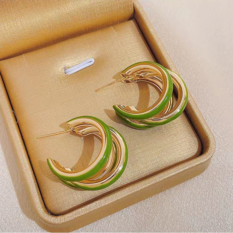 1 Pair Lady C Shape Enamel Plating Alloy Ear Studs