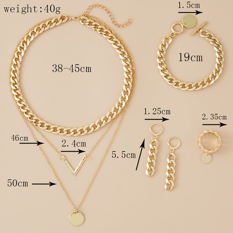 Fashion Geometric Alloy Plating Unisex Bracelets Earrings Necklace
