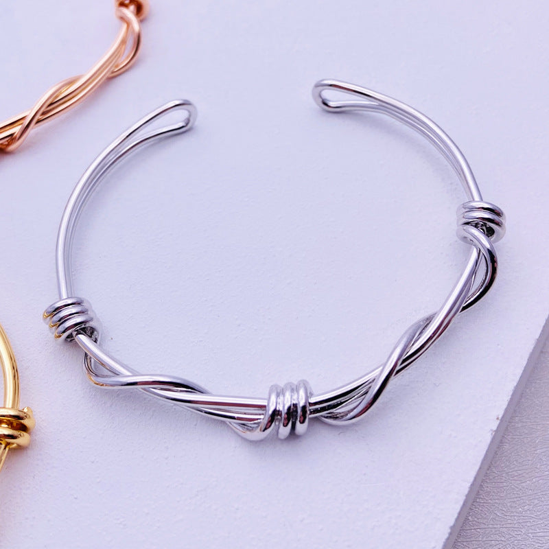 Simple Style Solid Color Copper Plating Gold Plated Bangle