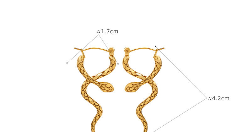 Fashion Snake Titanium Steel Plating Earrings 1 Pair