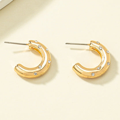 1 Pair Fashion C Shape Plating Alloy Rhinestones Earrings