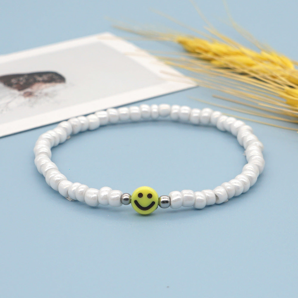 Simple Style Yellow Smiley Face Beaded Rice Bead Bracelet Wholesale Jewelry Gooddiy