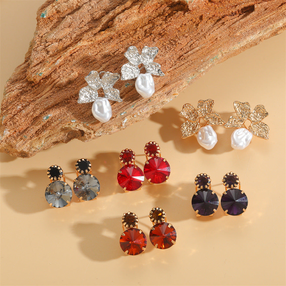 explosive personality style trend flower ear needle independent station new acrylic French retro exquisite earrings women