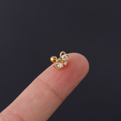 Geometric Plating Metal Artificial Gemstones Earrings Ear Studs