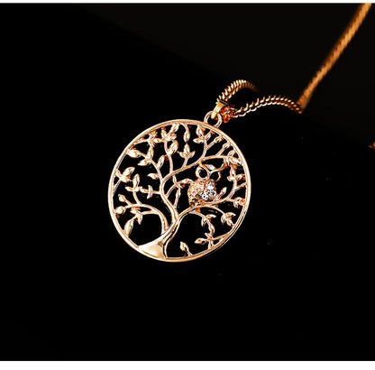 New Love Stitching Letters Dripping Oil Hollow Tree Alloy Pendant Necklace