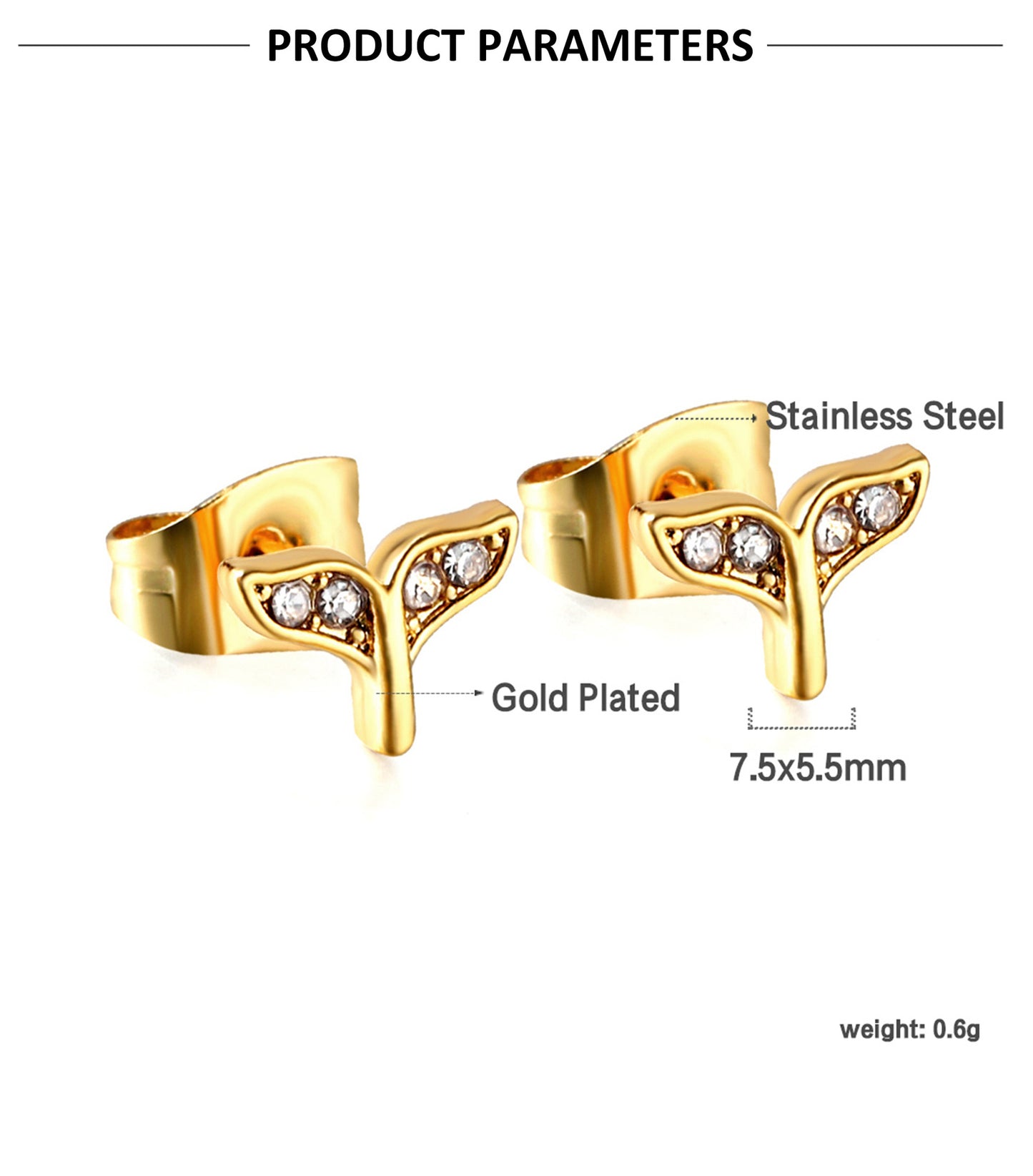 1 Pair Retro Streetwear Heart Shape Mushroom Fish Bone Plating Inlay Stainless Steel Zircon Ear Studs