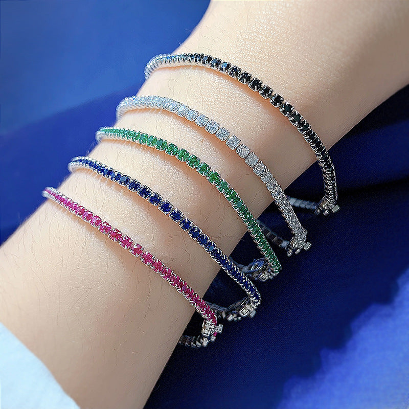 Wholesale Elegant Classic Style Round Sterling Silver Inlay Zircon Bracelets