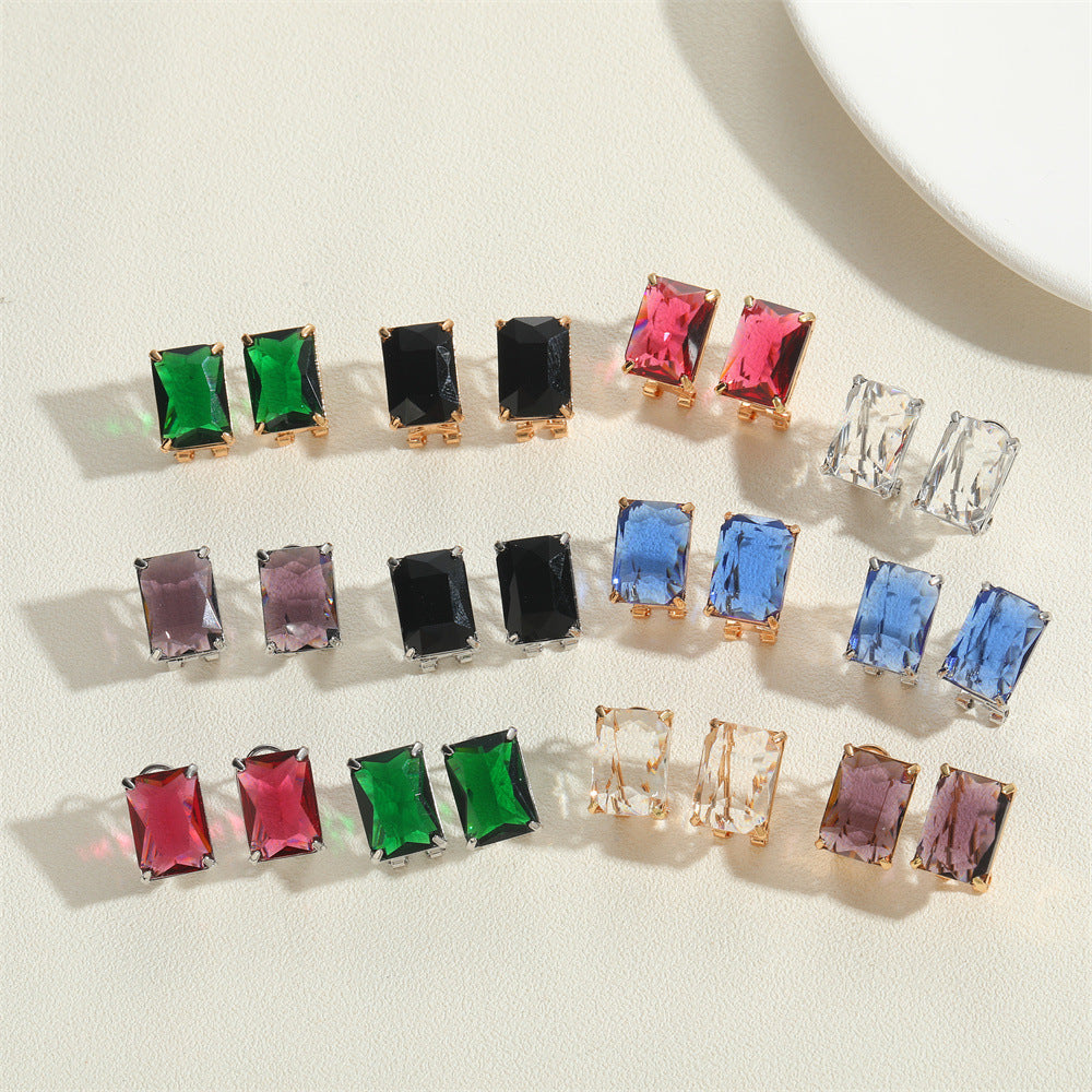 European and American new temperament trendy square crystal zircon earrings nipples niche fashion personality exquisite earrings jewelry wholesale