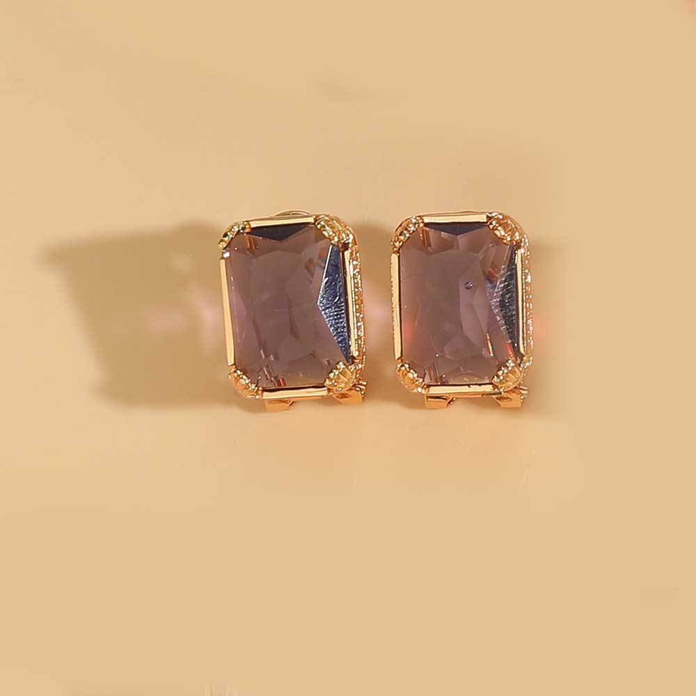 European and American new cold style personality delicate square design earrings copper plated 14K real gold personality delicate earrings women