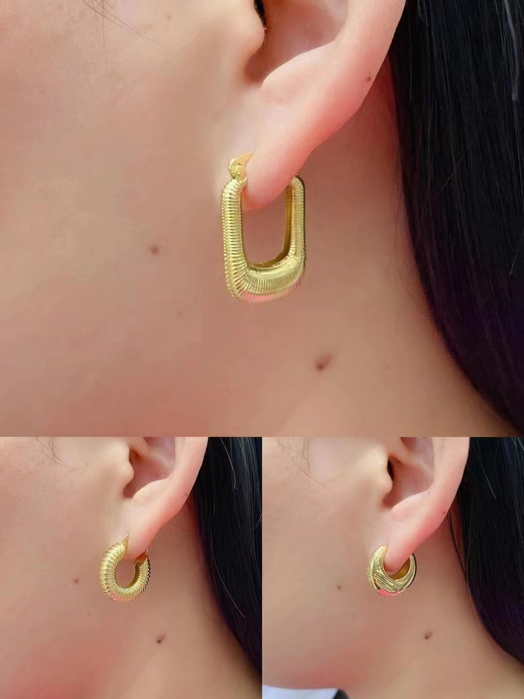 Fashion U Shape Copper Plating Hoop Earrings 1 Pair