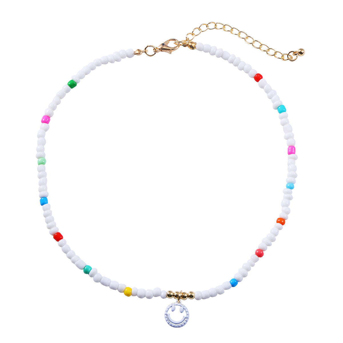 Fashion Cute Colorful Smiley Face Pendant Resin Collarbone Chain