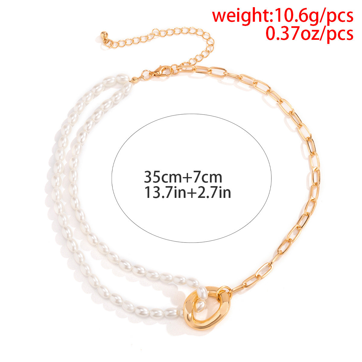 Vintage Style Geometric Round Letter Imitation Pearl Alloy Copper Plating Chain Women'S Double Layer Necklaces