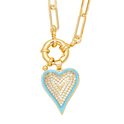 Fashion Heart Copper 18k Gold Plated Necklace In Bulk