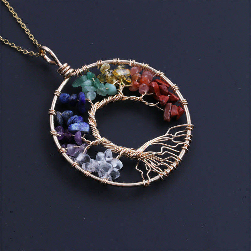 Fashion Simple Geometric Chakra Colorful Crystal Tree Necklace Wholesale Gooddiy