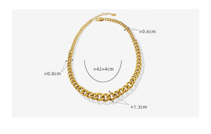 Hip-hop Trendy Exaggerated Titanium Steel Cuban Chain 18k Real Gold Plated Necklace