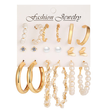 Fashion Butterfly Alloy Plating Artificial Pearls Earrings 1 Set