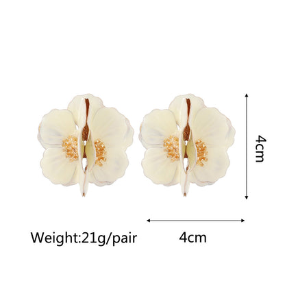 1 Pair Fashion Flower Metal Plating Women's Ear Studs