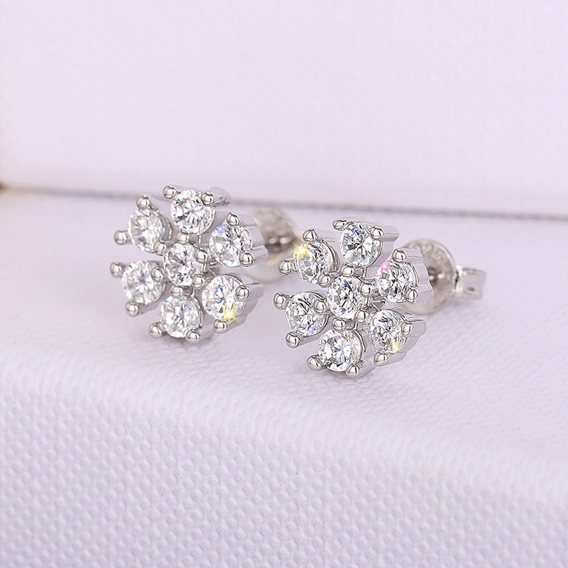 1 Pair Simple Style Flower Inlay Copper Zircon Ear Studs