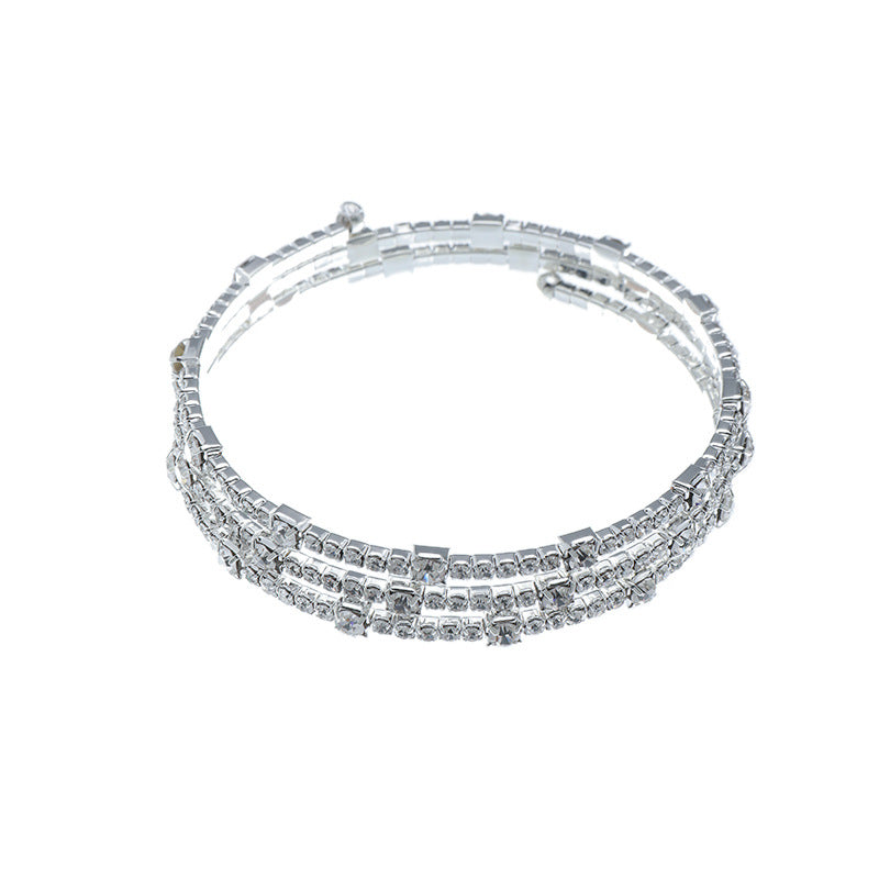 Fashion Rhinestone Pearl Multi-layer Winding Bracelet