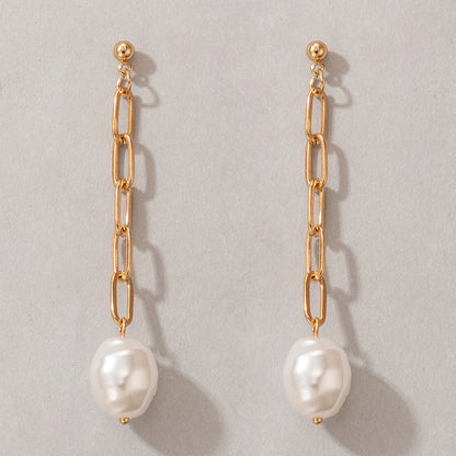 Fashion Pearl Heart-shaped Inlaid Rhinestone Hollow Earrings