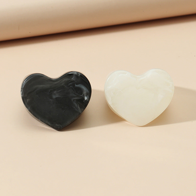 Fashion Retro Heart-shaped Acrylic Ring 2-piece Set