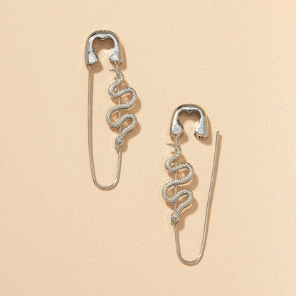 Fashion Alloy Snake Pin Earrings