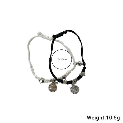 Simple Style Heart Shape Owl Lock Alloy Rope Knitting Inlay Rhinestones Women's Bracelets