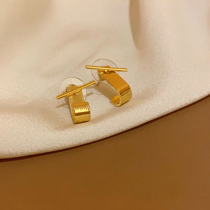 1 Pair Simple Style Geometric Plating Alloy Ear Studs