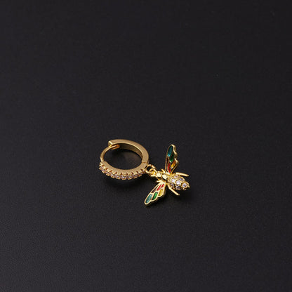 Insect Plating Metal Artificial Gemstones Earrings