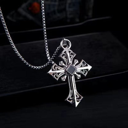 Retro Cross Flower Alloy Titanium Steel Plating Gold Plated Unisex Pendant Necklace
