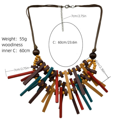 Bohemian Geometric Colorful Wood Wholesale Necklace